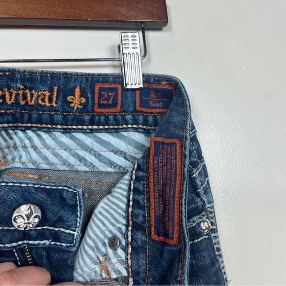 Rock Revival Jen Bootcut Jeans Size 27 Med Wash Embellished Low Rise - Picture 12 of 13